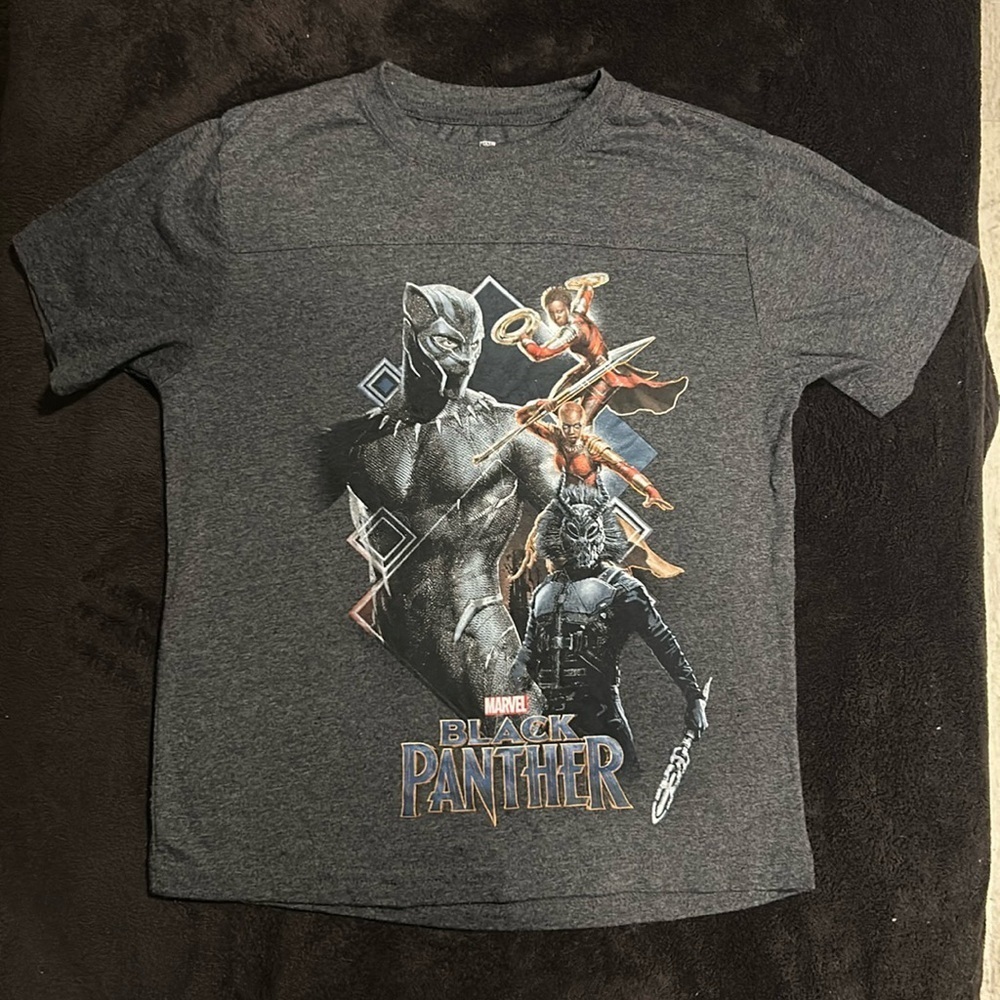 Marvel Black Panther Kids‎ Grey Graphic Print Short Sleeve T-Shirt Size 8